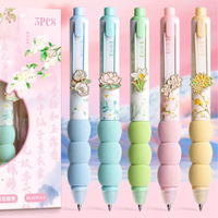 Floral Cushion Grip Ballpoint 5pk Pen