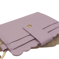 Lavender Beaded Leather Wrist Card Purse