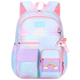 Kawaii Rainbow Multi Pocket Backpack Blue