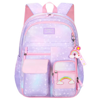 Kawaii Rainbow Multi Pocket Backpack Purple