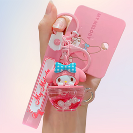 My Melody Pearls and Sparkle Teacup Keychain