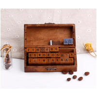 Wooden Alphabet Rubber Stamp Set