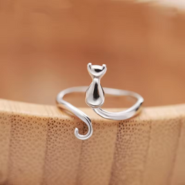 Bohemian Cat Silver Plated Ring