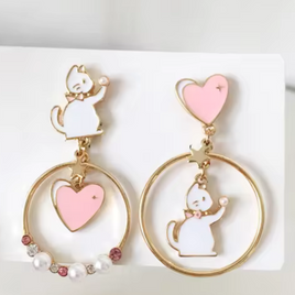 Love and Cat Hoop Earrings