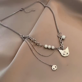 Kuromi Pendant and Pearl Necklace