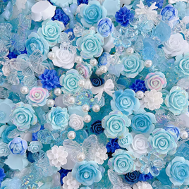 Rose Crystal Resin Charm Pack Blue