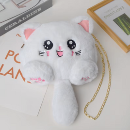 Super Lush Faux Fur Plush Cat Bag White