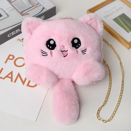 Super Lush Faux Fur Plush Cat Bag Pink