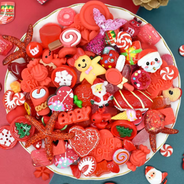 Kawaii Resin Charms 50gram Pack Red Christmas