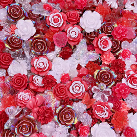 Rose Crystal Resin Charm Pack Red