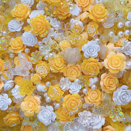 Rose Crystal Resin Charm Pack Yellow