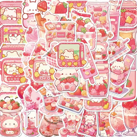 Kawaii Pink Snacks 50 Pack Stickers