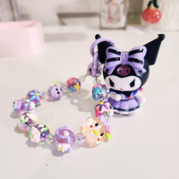 Kawaii Crystal Bead Keychain Purple