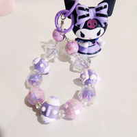 Sweet Candy Crystal Bead Keychain Purple