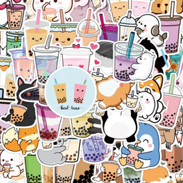 Chibi Bubble Tea Animals 50 Piece Sticker Pack