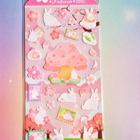 Sakura Gardens Vinyl Waterproof Sticker Sheet Bunny