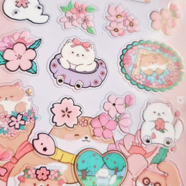 Sakura Gardens Vinyl Waterproof Sticker Sheet Cat