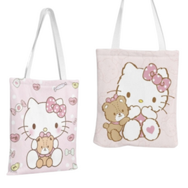 Hello Kitty Teddy Bear Canvas Tote Bag